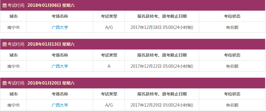 雅思考點及考試時間