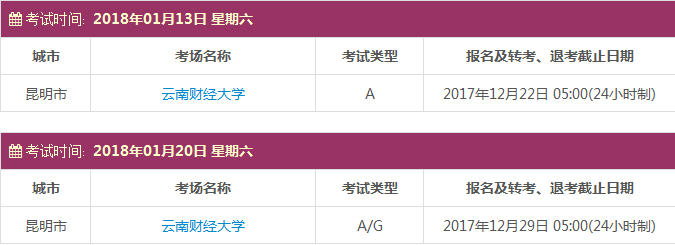 雅思考試報名時間及考點